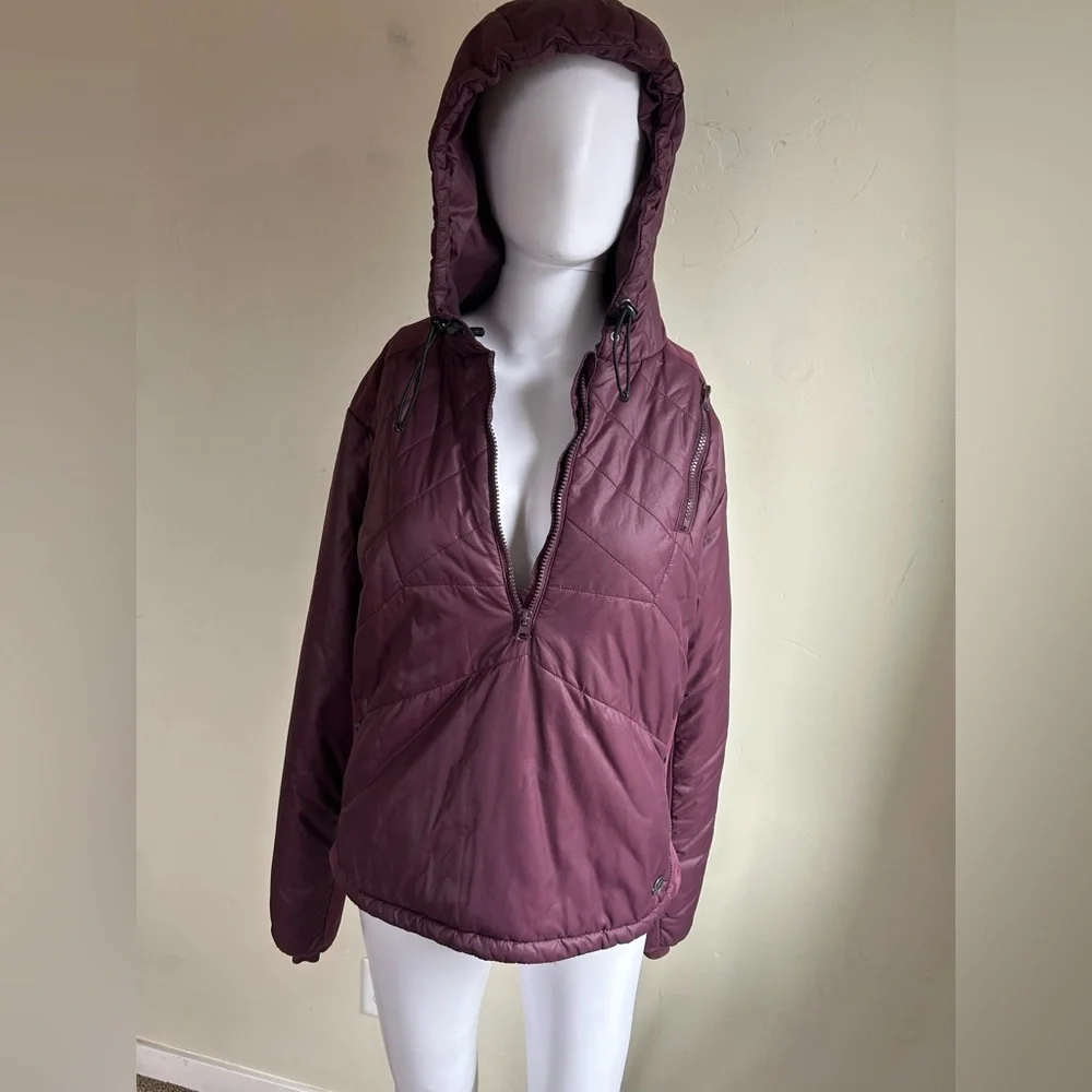 Oiselle Puffer Jacket Pullover 1/2 Zip Hooded Purple Women’s M Athleisure - Picture 2 of 16